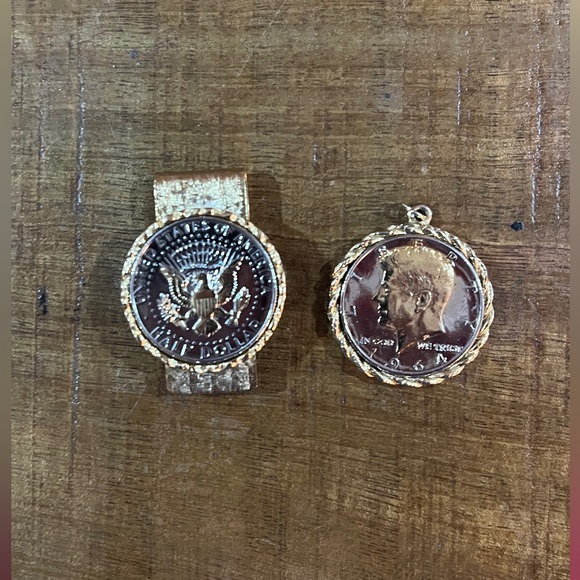 Vintage Half Dollar Coin Money Clip and Pendant - Picture 1 of 2
